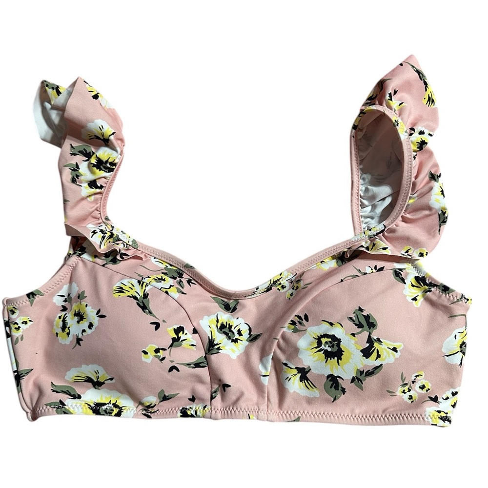 Amuse Society Women's Pink Calle Lilly Bandeau Bikini Top Swimwear Size Small